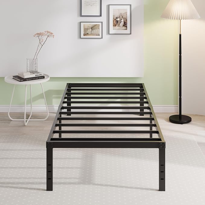 EMODA 16 Inch Platform Twin XL Bed Frames No Box Spring Needed, Heavy Duty | Metal Bed Frame, Noise Free, Easy Assembly, Black