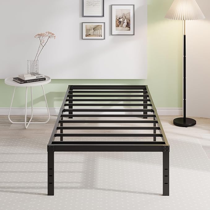 EMODA 14 Inch Twin Bed Frames No Box Spring Needed, Heavy Duty Metal | Twin Platform Bed Frame, Noise Free, Easy Assembly, Black
