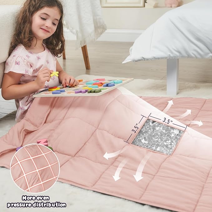 Weighted Blanket 3lbs, 36"x48", Cooling Heavy Throw Blanket for 20-40lbs, Microfiber Soft Big Blankets Weighted Comforter, Pink