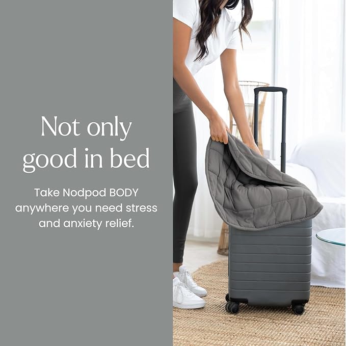 nodpod Body 6.5lb Patented Compact Weighted Blanket | Perfect for Relaxation, Lounging, Napping, Sleeping & Travel, Glass Bead Filled, Machine Washable, 29" x 24", Elephant Gray