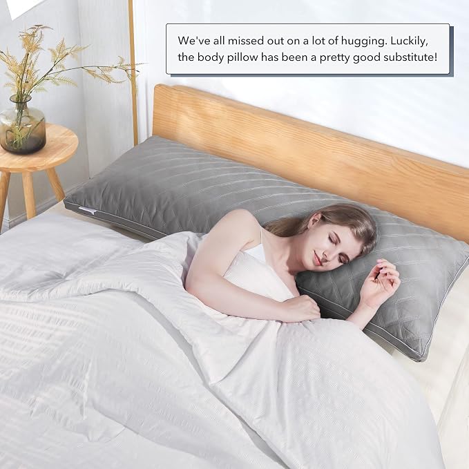 Leeden Body Pillow Insert 20 x 54 for Side Sleepers Grey Support | Soft polyester padding delivers full-body support for side sleepers, maternity rest, reading and daily relaxation.