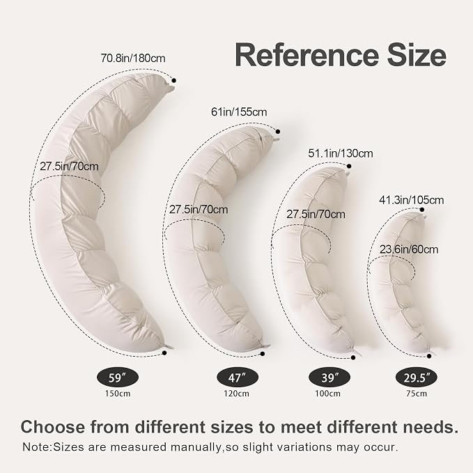 Peallow(Pat. Pend) – Long Round Body Pillow for Adults, Bolster Pillow for Sleeping, Soft and Supportive Pillow for Sleeping & Lumbar Support (Misty White,47")