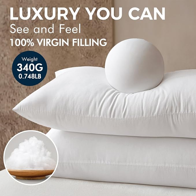 MIULEE 12x24 Throw Pillows Inserts 2 Pack, Decorative Pillows for Couch Bed | 100% Virgin Filling, Full and Fluffy, Lumbar, Back and Neck Support