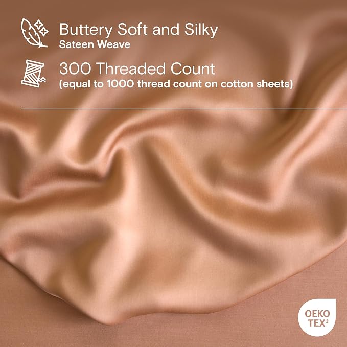 DOZ Duvet Cover Set, 100% Viscose derived from Bamboo, Organically Grown, Buttery Soft, Cooling Duvet Covers, High GSM, 1 Duvet Cover and 1 Pillowcase, 70"x90" (Clay, Twin/Twin XL)