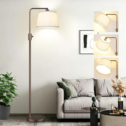 Nintiue [Upgraded] Dimmable Floor Lamp, 1000 Lumens LED Edison Bulb Included, Modern Arc Standing Tall Brown Floor Lamp for Living Room Bedroom Office Dining Room