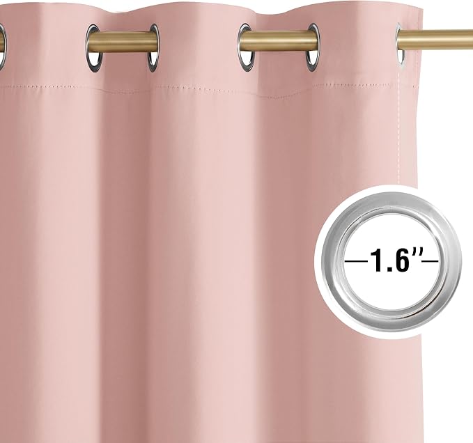 NICETOWN Blush Pink Room Darkening Curtains 84 Inches Long 2 Panels | For Girls Room, For Bedroom, Thermal Insulated, Blackout Drapes, Grommet, Noise Reducing, W40" x L84"
