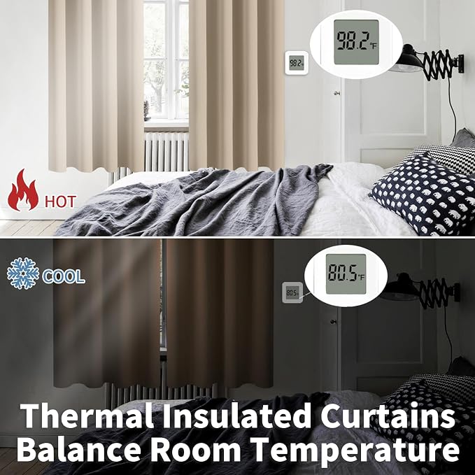 BGment Sand Room Darkening Curtains 84 Inch for Living Room - 2 Panels | Grommet Top, Light-Blocking, Sunblock, Thermal Insulated, Window Drapes for Bedroom, 46x84 Inch