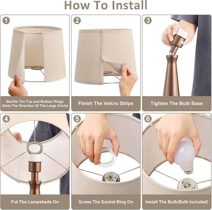 Modern Touch Lamps for Nightstand, 3 Way Dimmable Bedroom Lamp Set of 2 | USB C+A Charging Ports, Brown Bedside Lamps for Bedroom, Living Room, End Table, Bed Side, LED Bulb Included