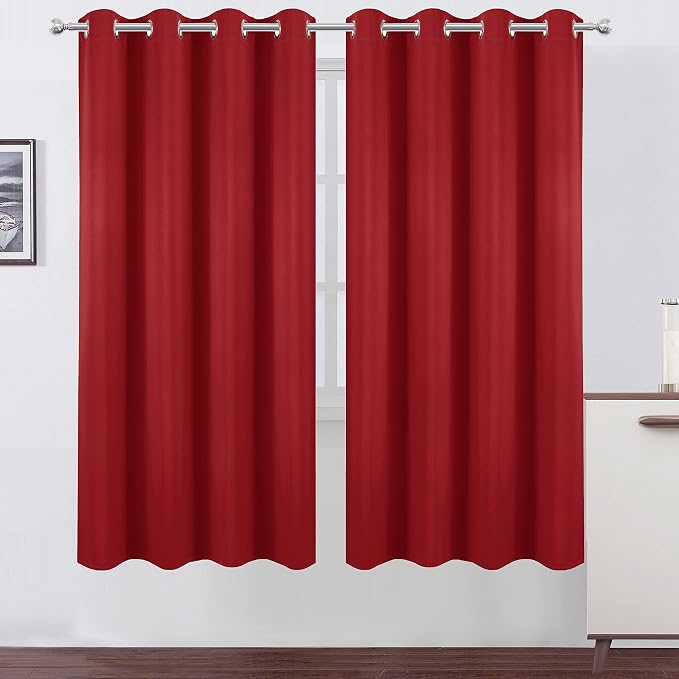 Red Blackout Curtains/52 x 72 Inch/Set of 2 Panels Room Darkening Curtains for Bedroom