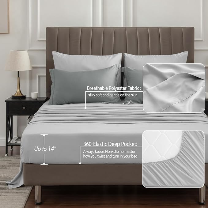BEDELITE Twin Comforter Set 5 Pieces, Reversible Dark Grey Bed in A Bag | Soft All Season Down-Alternative Comforter, Sheets, Pillowcases & Shams, OEKO-TEX Certified Bedding for Bedrrom, Guest Room