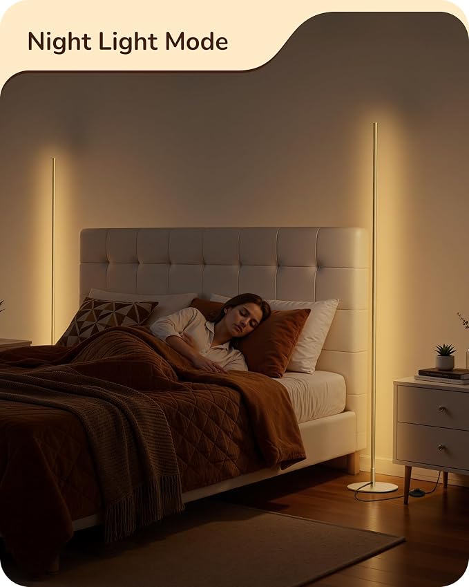 EDISHINE 2 Pack 57.5” Corner Lamp with Remote, 7 CCT Adjustable & Dimmable | 2700-6000K, Sturdy Base, LED Modern Floor Lamp for Bedroom, Living Room, Home Office, Gold