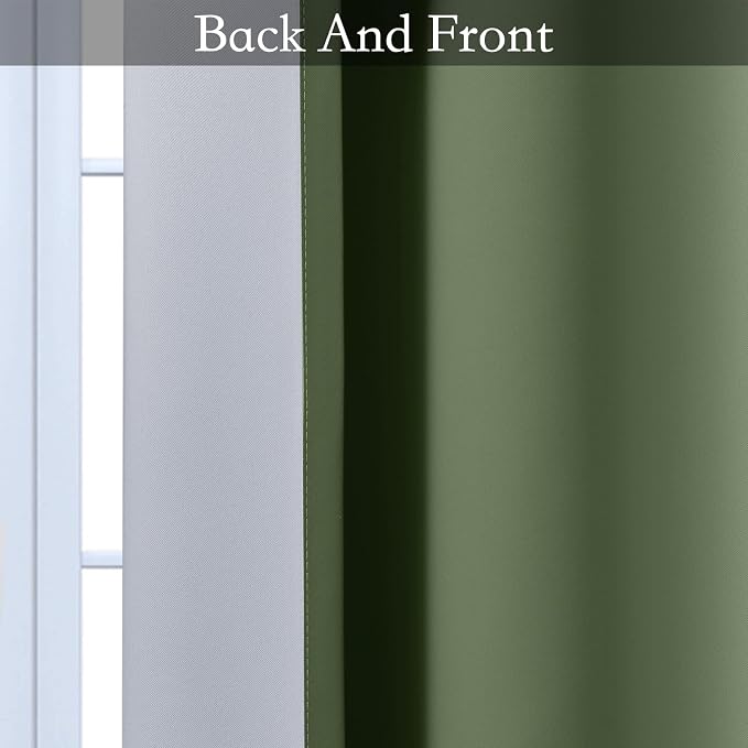 SimpleHome Ombre Curtains Sage Green to Grey White for Living Room 52Wx63L | Room Darkening Curtains for Bedroom,Gradient Light Blocking Curtain,Thermal Insulated Grommet Window Drapes,2 Panels,63 Inch