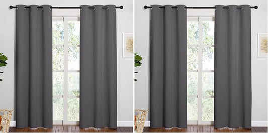 NICETOWN Noise Reducing Blackout Curtains 84" Long for Bedroom, Grey, 42" Wide, 2 Panels, Thermal Insulated Room Darkening Drapes for Home Family Decorations (Pack of 2)