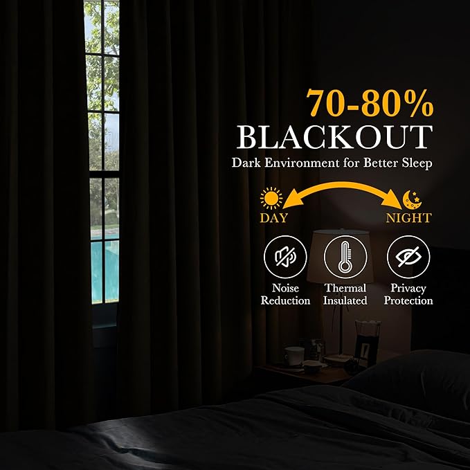PONY DANCE Blackout Curtains for Bedroom 90 inches Long 2 Panels Set, Thermal Insulated Rod Pocket Black Out Window Drapes, Noise Reducing Window Treatment for Living Room(W52 x L90 inch, Cream)