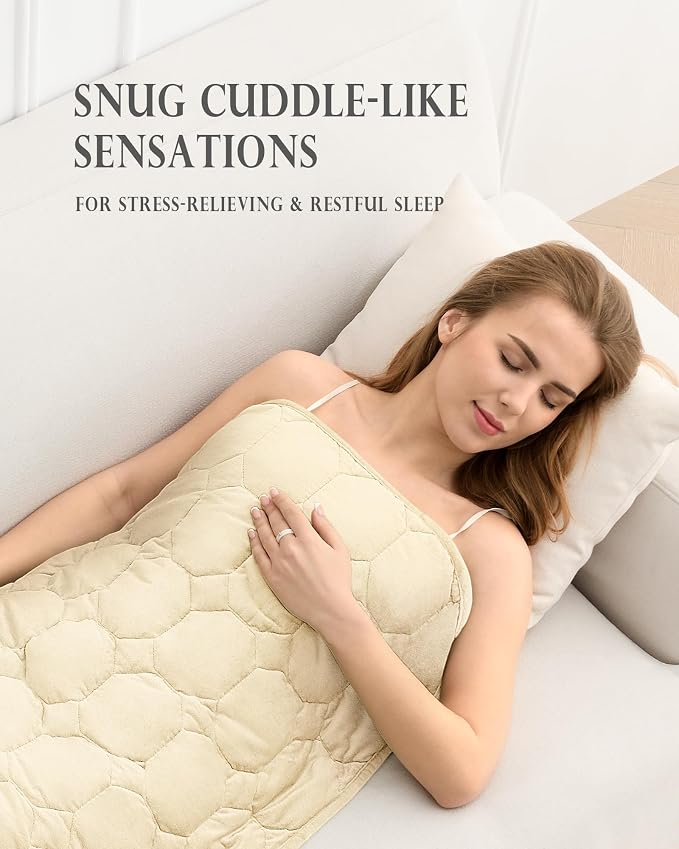 Cottonblue Small Weighted Lap Blanket 7lbs for Adults Teens 24"x29", Beige | Luxury Crystal Velvet Weighted Blanket Pad, Washable Portable Travel Blankets for Sleeping Relaxation All Season, Washable