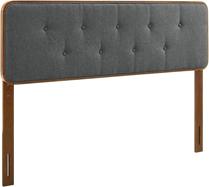 Modway MOD-6235-WAL-CHA Collins Tufted King Fabric and Wood Headboard, Walnut Charcoal