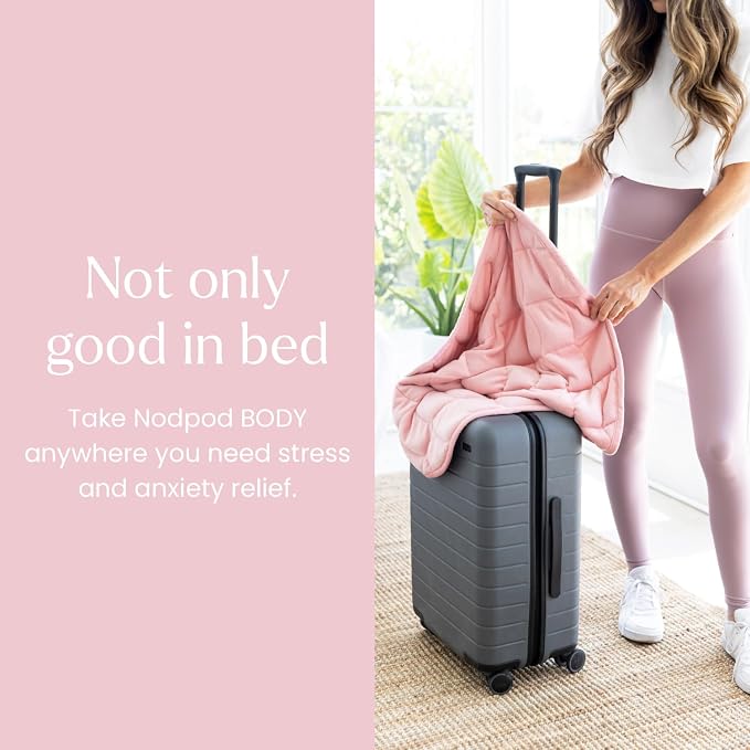 nodpod Body 6.5lb Patented Compact Weighted Blanket | Perfect for Relaxation, Lounging, Napping, Sleeping & Travel, Glass Bead Filled, Machine Washable, 29" x 24", Blush Pink