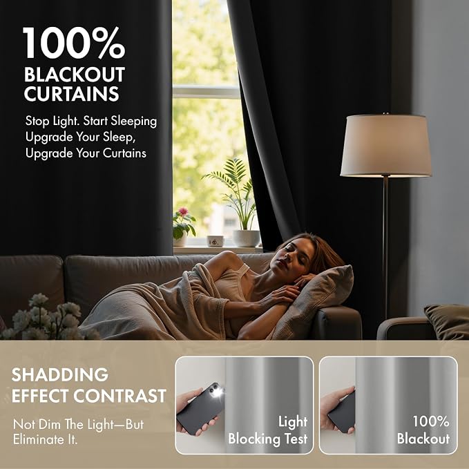 MIULEE Light Grey 40x84 Inch 100% Blackout Curtains for Bedroom | 2 Thick Layers Thermal Insulated Window Curtains with Black Liner, Noise Reducing Grommet, Drapes for Living Room, 2 Panels