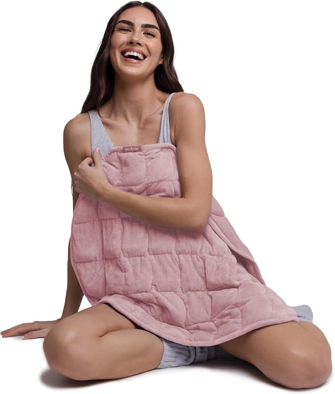 nodpod Body 6.5lb Patented Compact Weighted Blanket | Perfect for Relaxation, Lounging, Napping, Sleeping & Travel, Glass Bead Filled, Machine Washable, 29" x 24", Blush Pink
