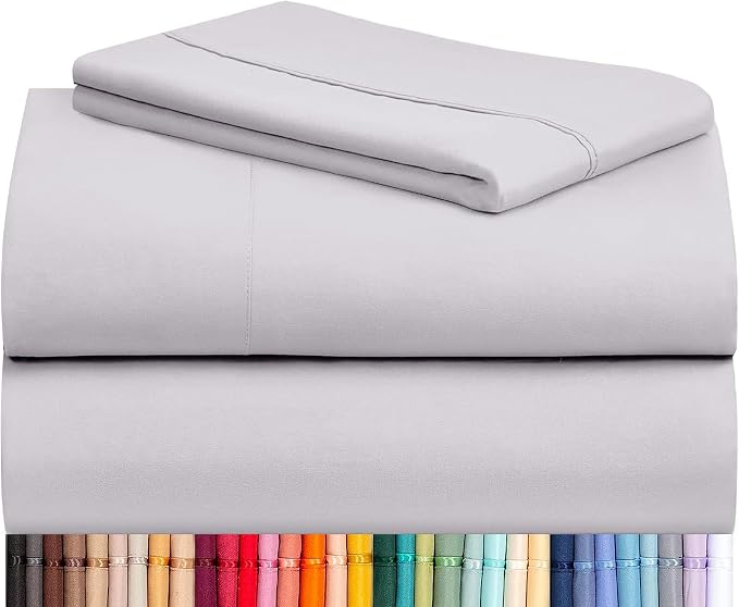 LuxClub Twin Size Sheets Set, Cooling & Soft Deep Pocket Bed Sheets, 3PC | LuxClub Silky Fitted Sheet & Pillowcase Sets, Breathable Hotel Luxury Bedding for Mattress Wrinkle Free, Dove Gray