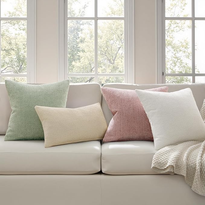 MIULEE Decorative Couch Throw Pillow Covers 20x20 Inch Pink 2 Pack | Modern Boho Accent, Soft Chenille Pillow Covers, Farmhouse Cushion Cases for Home Decor Bed Sofa Living Room