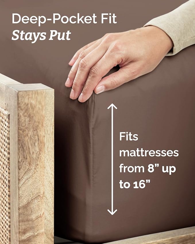 Twin Size 3 Piece Sheet Set - Comfy Breathable & Cooling Sheets - Brown | Hotel Luxury Bed Sheets for Women & Men, Deep Pockets, Easy-Fit, Extra Soft and Wrinkle Free Sheets, Oeko-Tex Bed Sheet Set