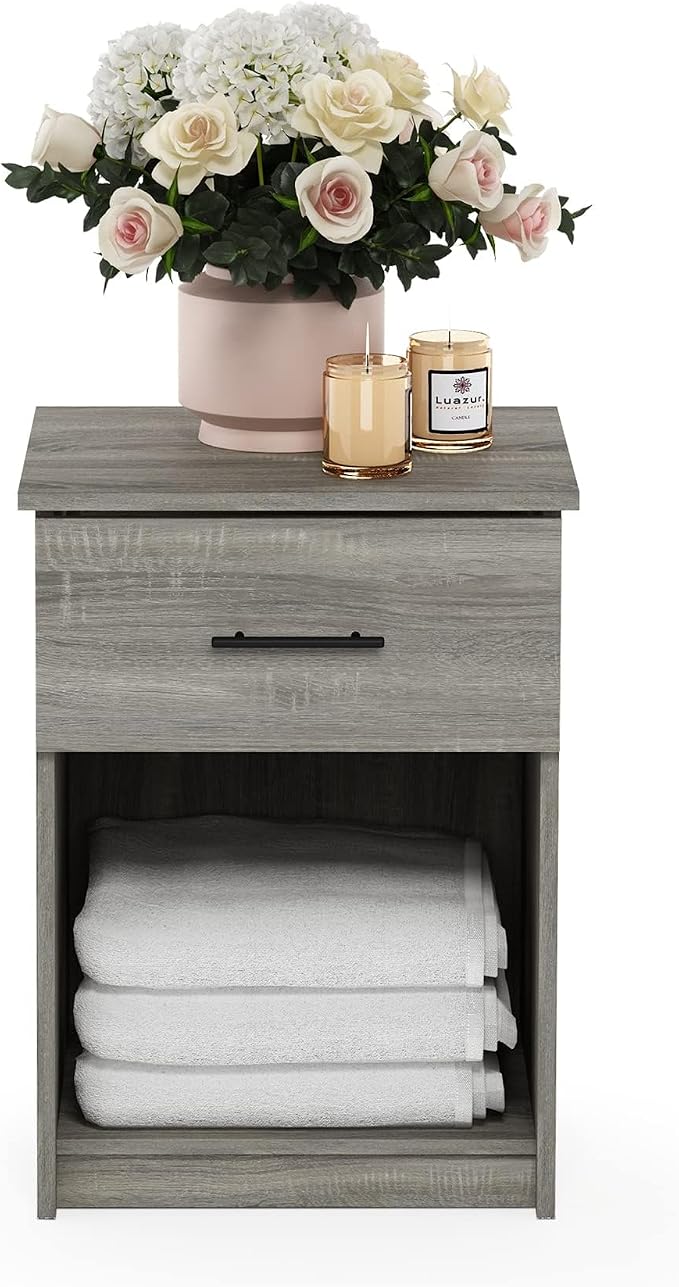 Furinno Tidur Nightstand, French Oak Grey