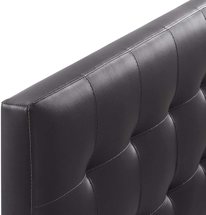 Modway Lily Tufted Faux Leather Upholstered Queen Headboard in Brown
