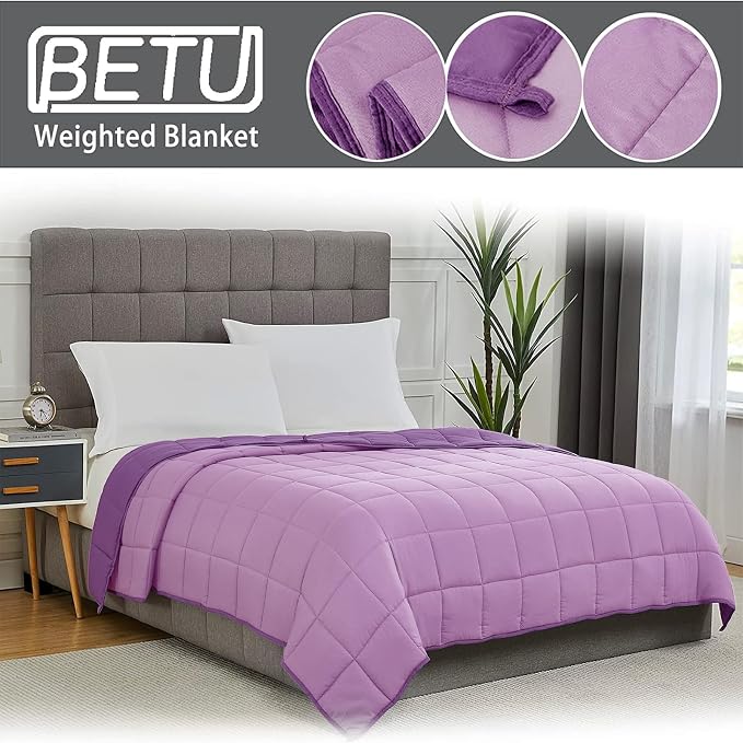 Weighted Blanket for Adults 20lbs, 88"x104", King Size Cooling Heavy Throw Blanket for 180-220lbs, Microfiber Soft Big Blankets Weighted Comforter, Purple
