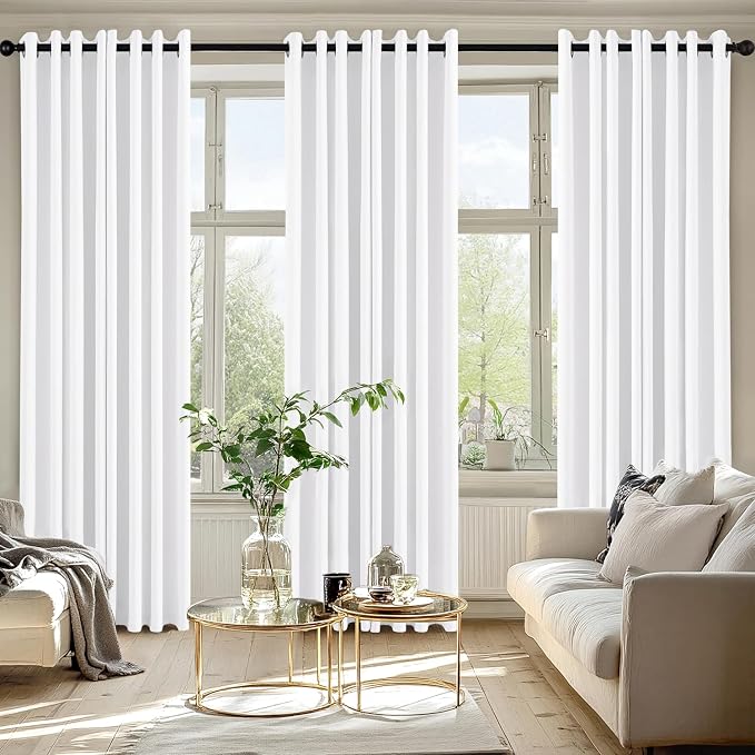 MIULEE Blackout Curtains for Bedroom 2 Panels 50 x 84 Inch Long Pure White | Thermal Insulated, Living Room Darkening Grommet Drapes, Noise Reducing, Light Blocking Window Treatments