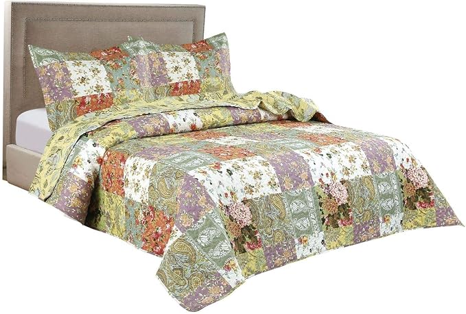 Legacy Decor 3 PCS Paisley Reversible All Season Bedspread Quilt Coverlet Oversize King Size