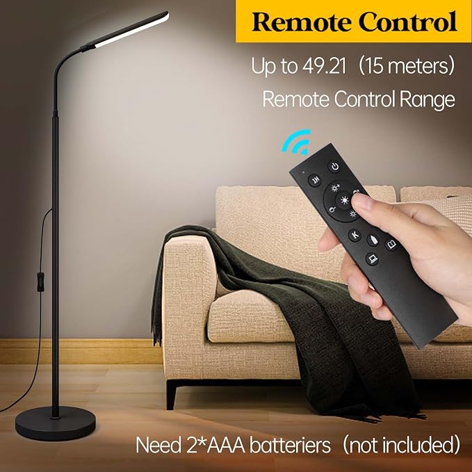 Aisutha LED Floor Lamp, 18W Super Bright Floor Lamp for Living Room, Adjustable Stepless Colors & Brightness Standing Lamp, Eye Caring Reading Light with Remote | Adjustable Stepless Colors & Brightness Standing Lamp, Eye Caring Reading Light with Remo...