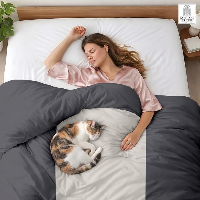 1 Pc California King Size Duvet Cover Only -100% Egyptian Cotton 600 Thread Count Ultra Soft Premium Durable Comforter Cover Zipper Closure & Corner Ties (Dashing Grey,104"x98")