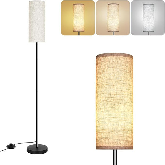 PARTPHONER Floor Lamp for Living Room, Modern Standing Lamps with Lampshade, Minimalist Tall Lamp with Foot Switch for Living Room, Bedroom, Kids Room, Office(Bulb Not Included)