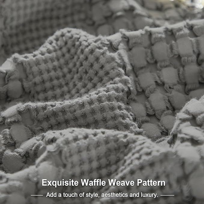 PHF 100% Cotton Waffle Body Pillowcase with Zipper, 1 Pack 20" x 54" Soft Skin-Friendly Pillow Sham, No Filling, Aesthetic Woven and Breathable Waffle Weave Body Pillow Cover for Bed, Dark Grey