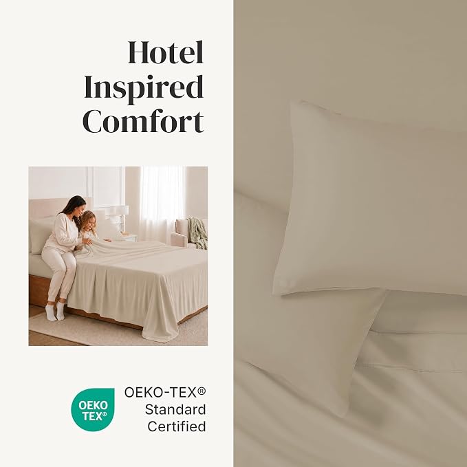 Modern Threads Soft Microfiber Solid Sheets - Luxurious Microfiber Bed Sheets - Includes Flat Sheet, Fitted Sheet with Deep Pockets, & Pillowcases Khaki Twin