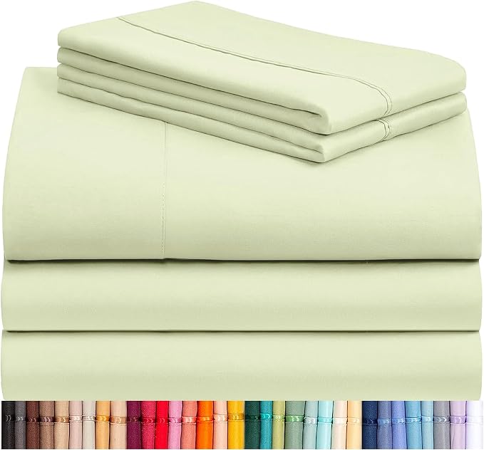 Split King Sheets for Adjustable Bed, Soft Deep Pocket Bed Sheets Set, 5PC | LuxClub Silky Fitted Sheet & Pillowcase Sets, Breathable Hotel Luxury Bedding for Mattress Wrinkle Free, Sage Green