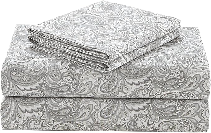 Comfort Spaces 100% Cotton Percale Sheets Cal King Size 4 Pc, Paisley Multi | Crisp, Cool & Breathable Bed Sheets, 14" Deep Pocket Fits Up to 16" Mattress, Lightweight, All Season Cozy, with Pillow Case