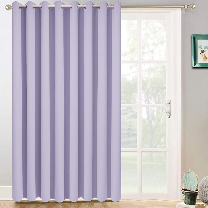 Yakamok Lilac Room Darkening Curtains 84 inch Lavender Sliding Door Drapes | 1 Extra-wide Panel,W100xL84,Soft Triple-weave,Grommet,Blackout Thermal Insulated Drapes,Privacy,Light Reduction,Patio doors
