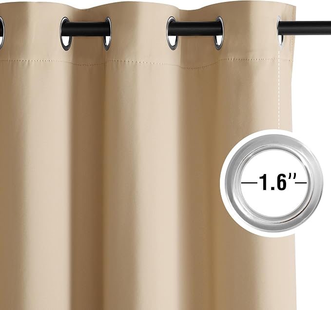 NICETOWN Beige Room Darkening Curtains 72 Inches Long 2 Panels for Living Room, Bedroom, Nursery Summer Thermal Insulated Blackout Drapes Grommet Noise Reducing Window Curtains, W40