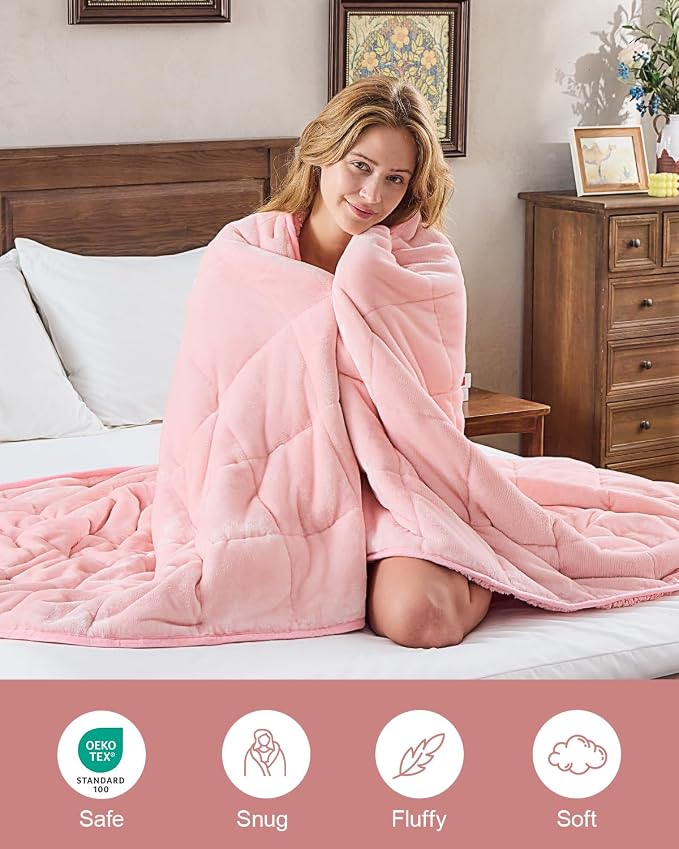 Ultra Soft Sherpa Weighted Blanket for Adults, 60"x80" 17lbs Heavy Blankets | Cozy Comfort for Relaxing Nights, Double-Sided Fluffy Sherpa & Fleece, Double Inner Layers-No Bead Bunching, Even Weight