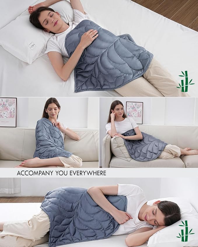 Kaisa Weighted Blanket for Adults(5 lbs, 23"x29"),Weighted Lap Blanket Machine Washable, Small Heavy Blankets with Glass Beads for Home Sleep &Travel,Grey