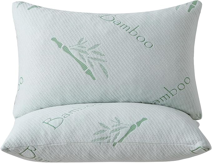 Memory Foam Pillows Queen Size set of 2, Shredded Memory Foam Bed Pillow for Sleeping, Adjustable Fluffy Pillow with Cooling Breathable Cover for All Sleepers, Hotel Quality Rest Pillow Queen 2 Pack