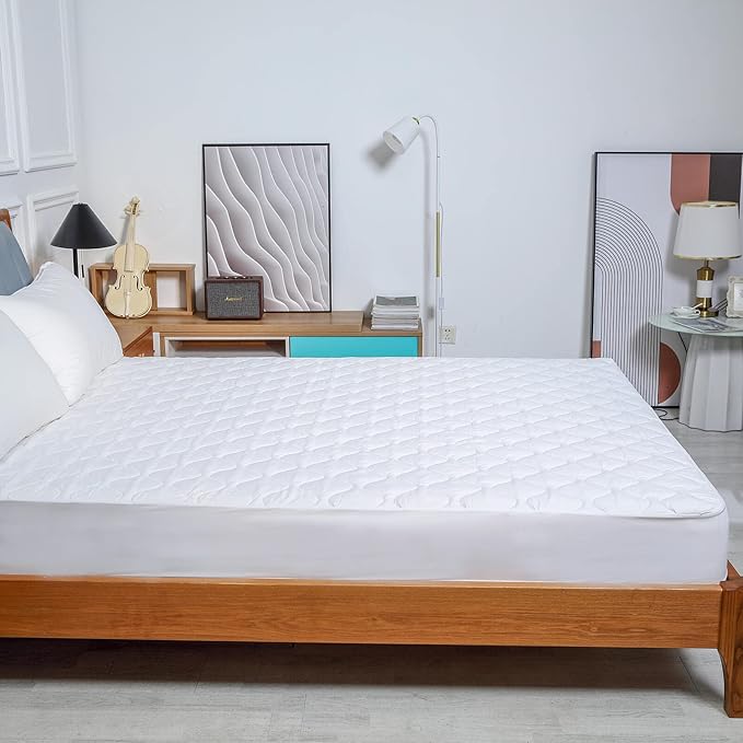 Kingnex Quilted Waterproof Full Size Mattress Protector Pad | 54x75 Padded Fitted Cover, Noiseless, Soft Brushed Microfiber Surface