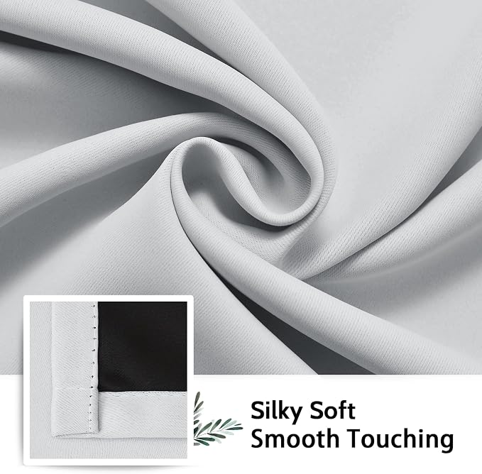 SimpleHome White 100% Blackout Curtains Room Darkening Living Room 63 Inch | Curtains for Bedroom,Thermal Insulated Grommet Window Drapes,Curtains for Living Room with Black Back,42 x 63 Inch,2 Panels