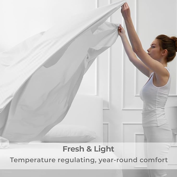Mellanni Iconic 3-Piece, Ultra Soft Sheet Set (Twin, Striped White) | 10M+ Sleepers. Lab-tested: Sleeps Cool, Stays Bright, Strong, Smooth. Good Housekeeping Best Bedding, 7 yrs running.