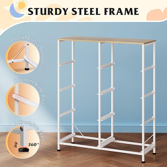 WLIVE Fabric Dresser for Bedroom, Tall Dresser with 8 Drawers, Storage Tower with Fabric Bins, Double Dresser, Chest of Drawers for Closet, Playroom, Dormitory, Cream White