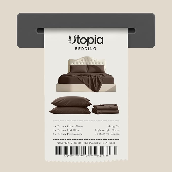 King Sheets Set, 4 Pieces 16" Deep Pocket Hotel Luxury Bed Sheets, Brown | Extra Soft Bedsheet Set, Comfy & Breathable Cooling Sheets, Wrinkle & Fade Resistant, Fitted Sheet, Flat Sheet, 2 Pillowcases