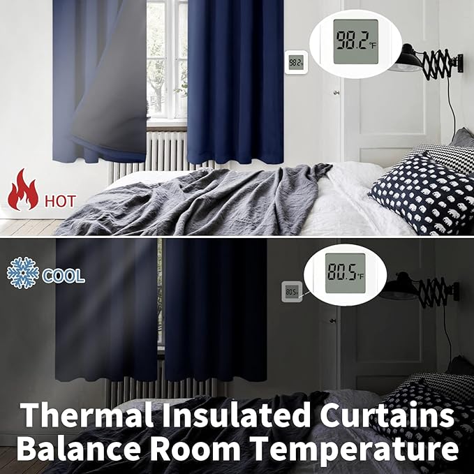 BGment Navy Blackout Curtains for Living Room 95 Inch Length 2 Panels | Thermal Insulated, Room Darkening Curtains, Rod Pocket Soundproof, Bedroom Window Curtains, 52 x 95 Inch