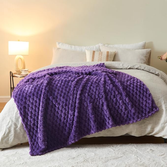 NEWCOSPLAY Fleece Clouds Cozy Throw Blanket for Couch, Purple, 50"x60" | Premium Silky Flannel Blanket, Soft Lightweight Fluffy Throw Blanket for Bed Sofa Decor, Gift for All Season Use